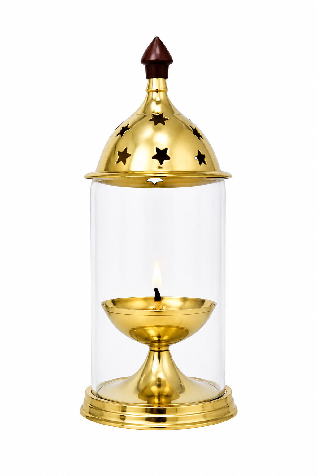 Crystal Oil Diya | Brass | Small | 100 GM | Handmade Sacred Lamp | Pooja & Gifting