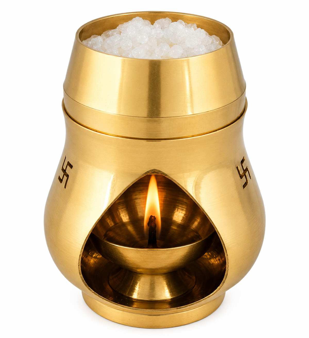 Decorative Crystal Lamp Oil Diya | Handmade Brass | Pooja & Premium Gift | Sacred Home Decor