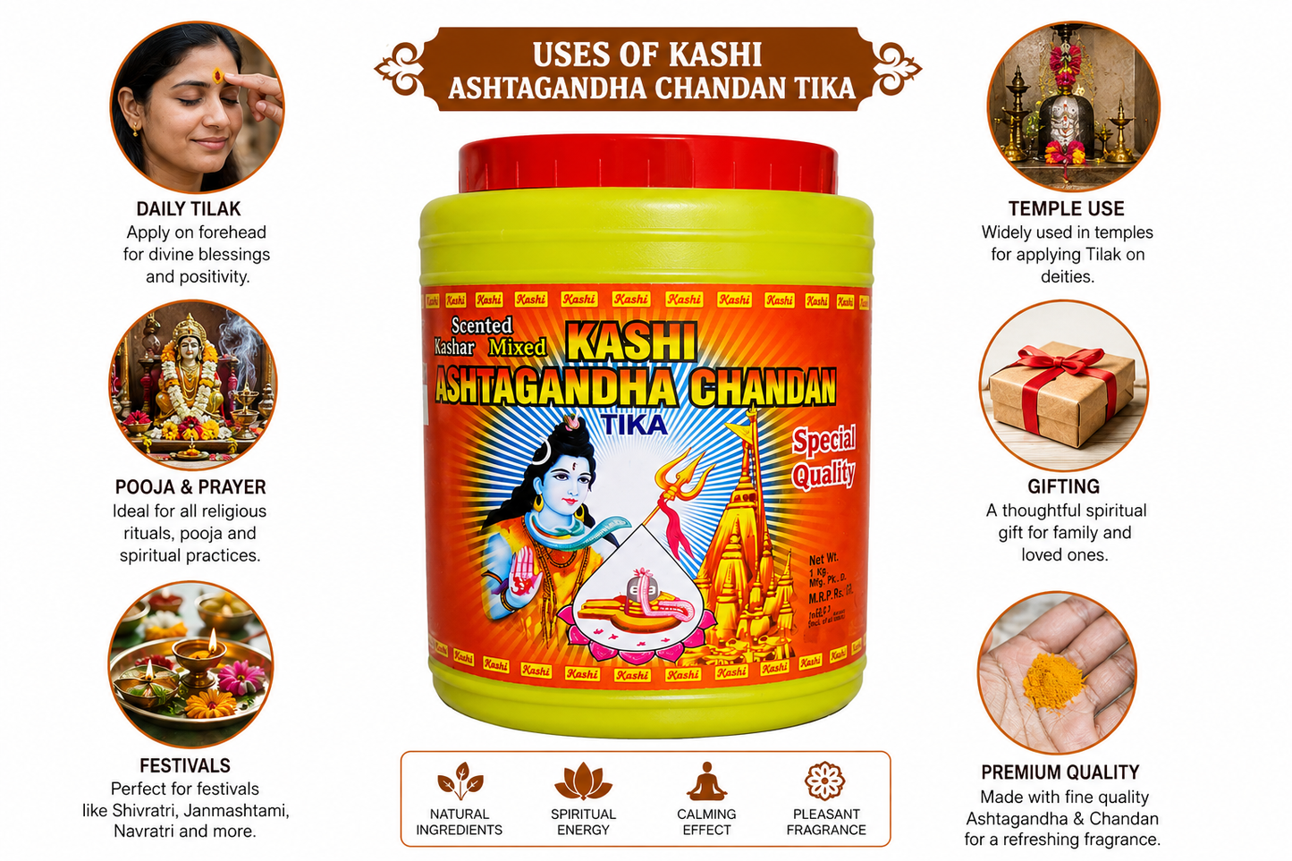 Kashi Ashtagandha Chandan | 1 KG | Sacred Sandalwood Paste | Pooja & Temple Rituals