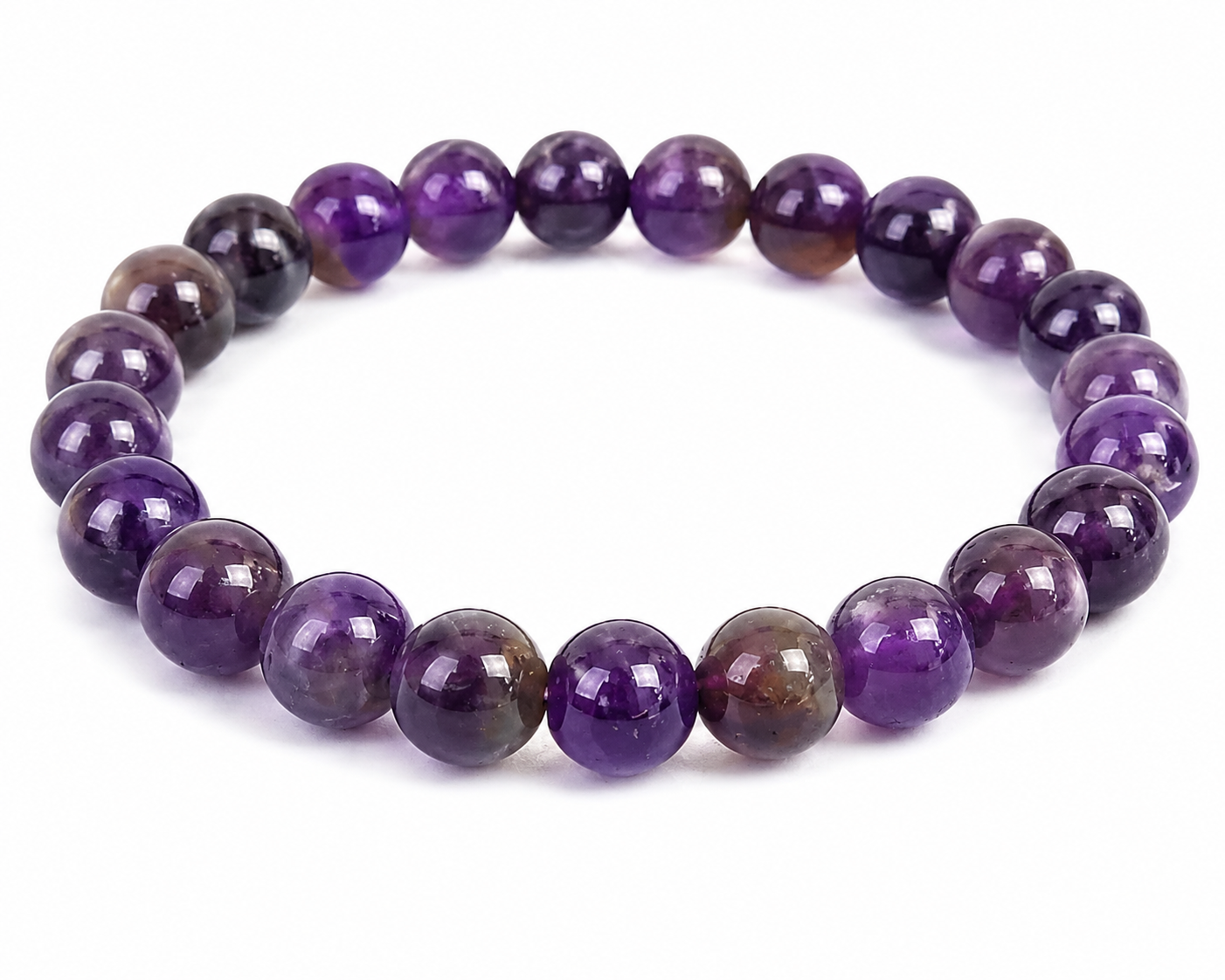 Natural Amethyst Bracelet | Premium | Crystal Gemstone | 22 Beads 8mm | Stretchable | Women | Everyday Wear | Wisdom & Enlightenment