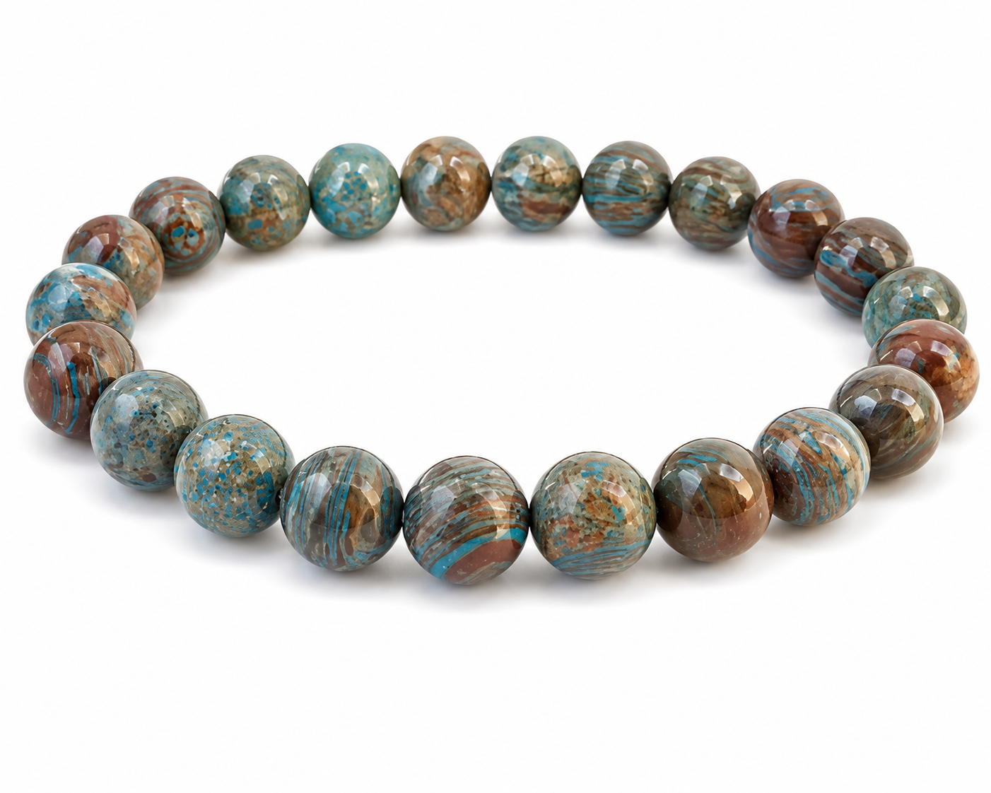 Natural Chrysocolla Bracelet | Reiki Feng Shui | 22 Beads 8mm | Charged by Reiki Grand Master | 7 Chakra | Men & Women