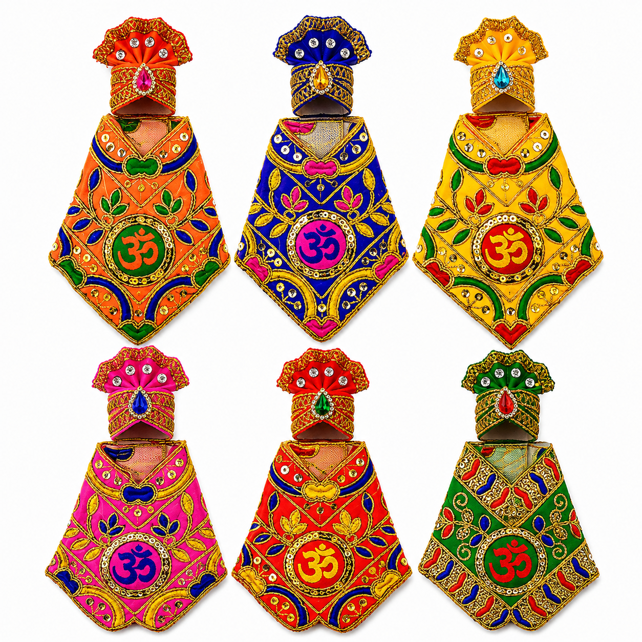 Sai Baba Idol Dress Vastra Shawl | Pack of 6 | For 9 Inch (No. 4) Idol | With Turban | Velcro Lock