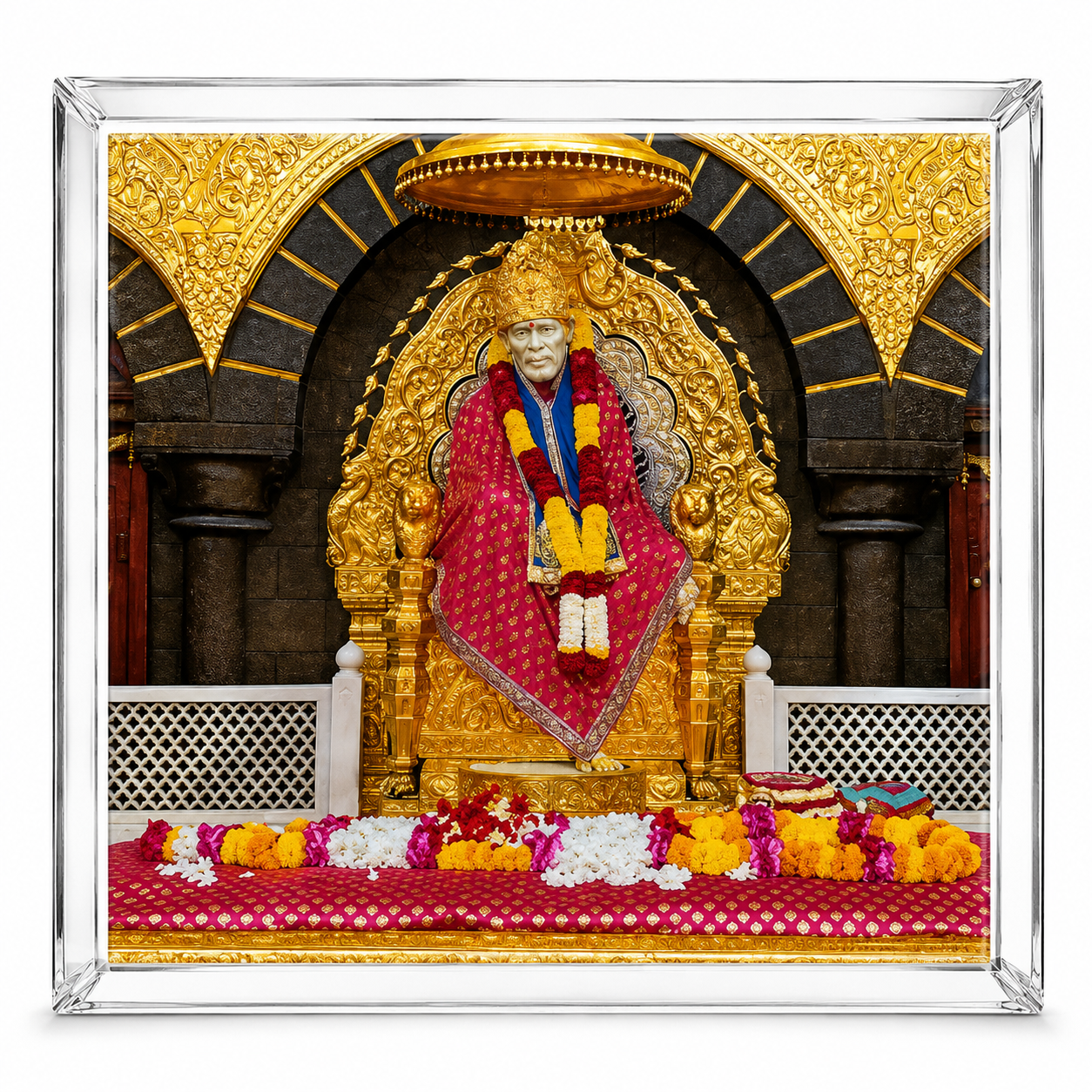 Sai Baba Samadhi Acrylic Figurine | Car Dashboard, Home & Office Décor | Antique Finish | 11x4x11cm | Multicolour