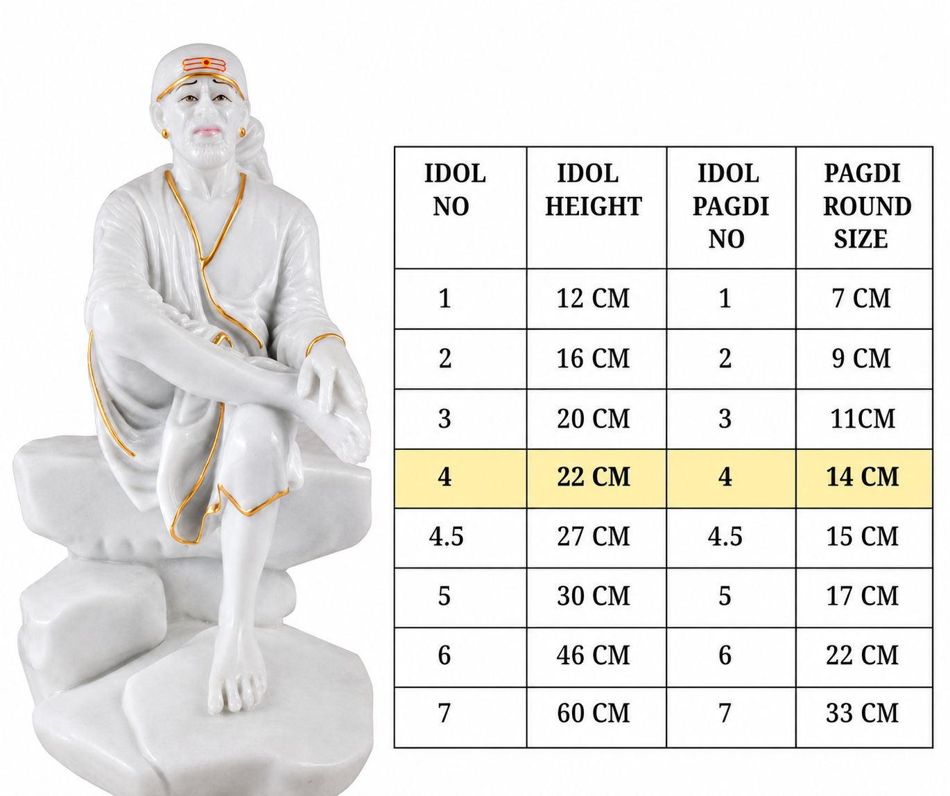 Sai Baba Pagdi Mukut | Size 4A | Pack of 6 | Multicolour | Diamond Stone Work | For Sai Baba, Krishna & Deity Idols