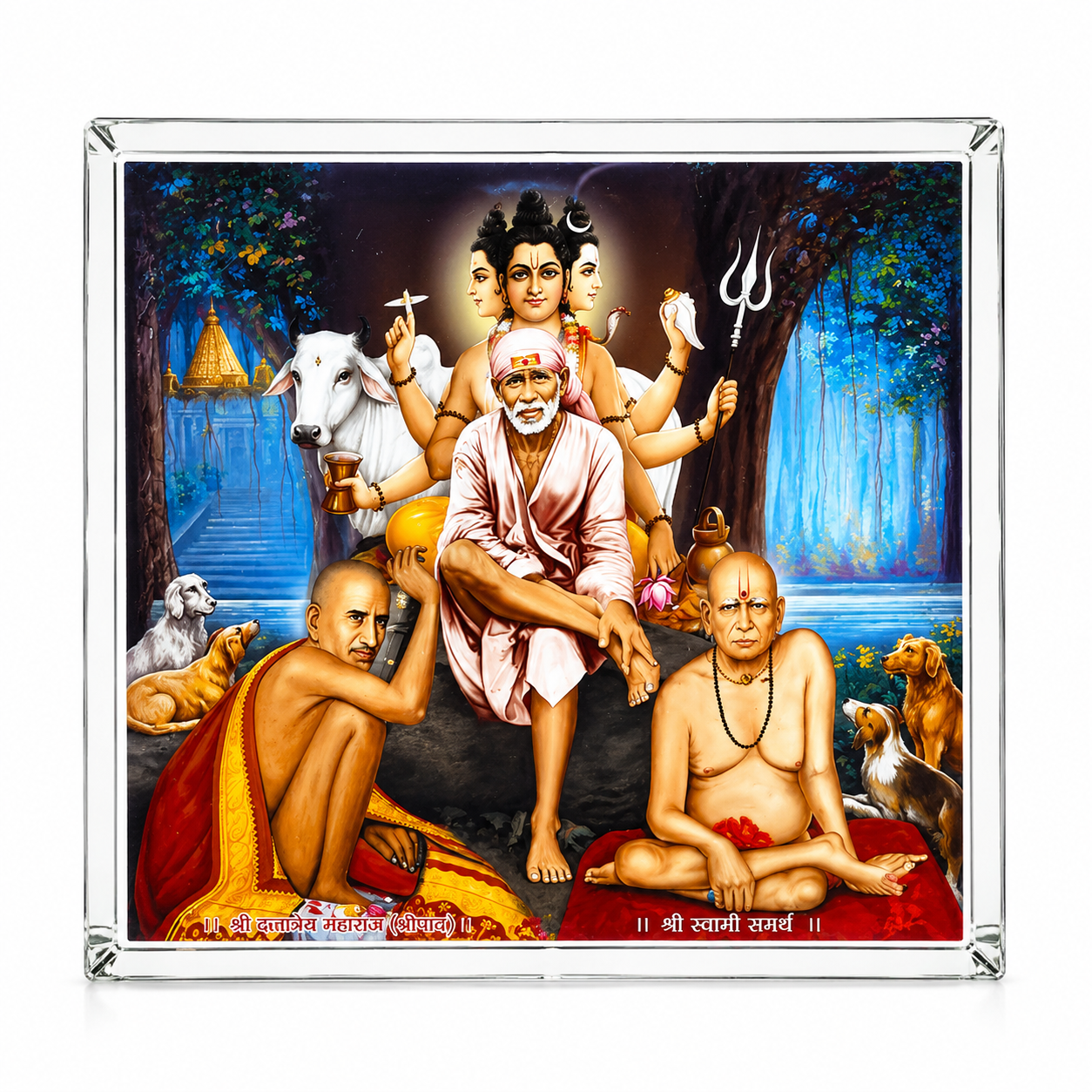 Swami Datta Gajanan Idol | Acrylic Showpiece | Car Dashboard Home & Office Decor | Multicolour | Housewarming Gift