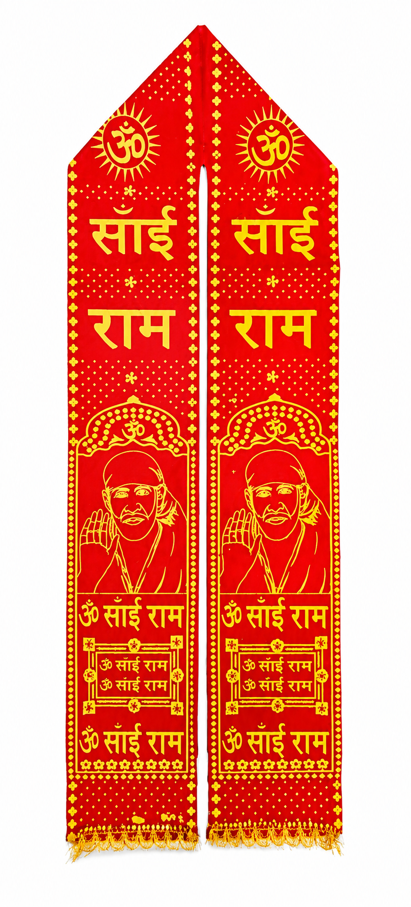 Velvet Om Sai Ram Patti | Medium | 58x3 Inch | Temple Honour & Gifting