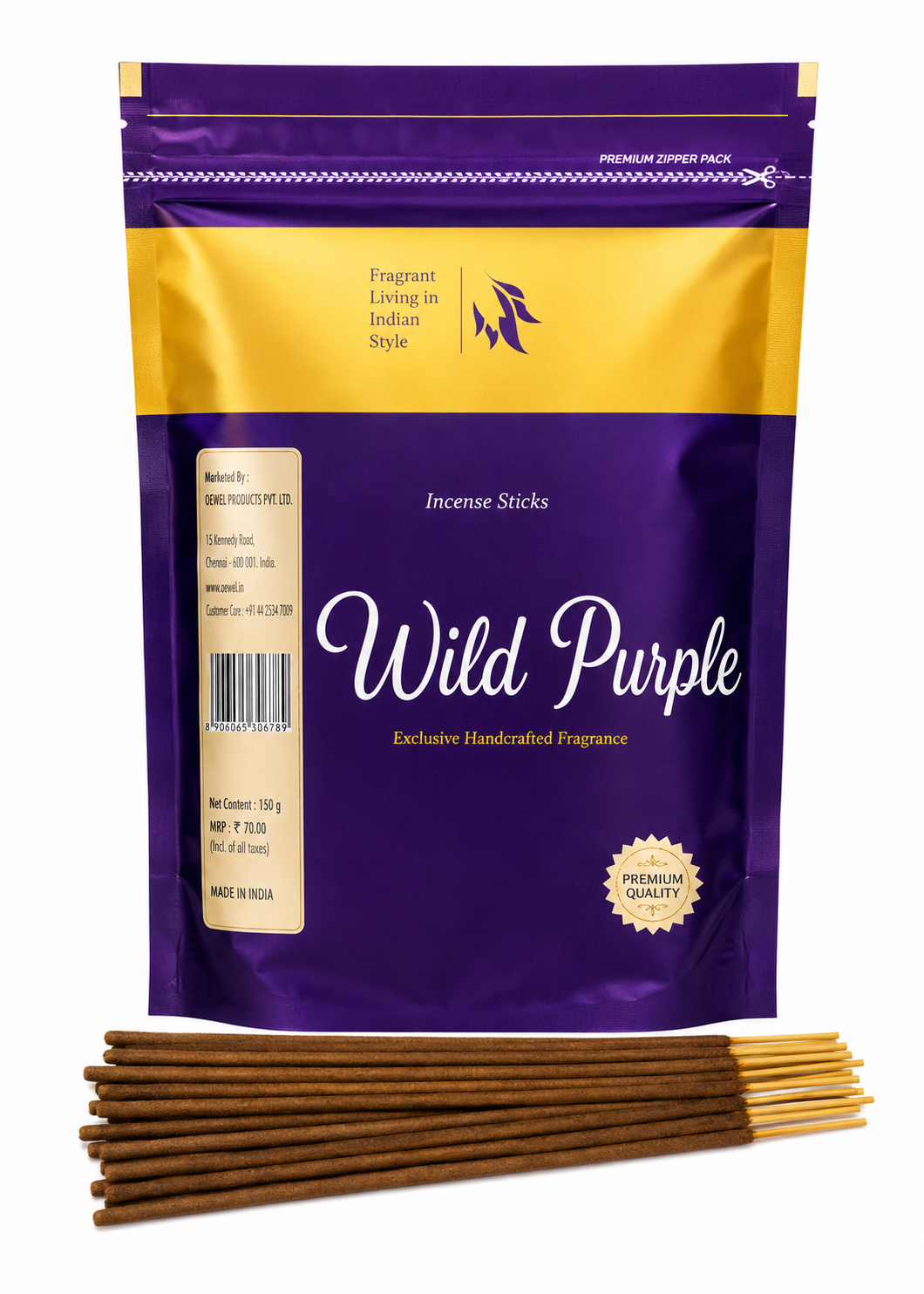 Wide Purple Premium Incense Sticks | 300 GM | Fragrance of Purity & Love | Natural Air Freshener | Pooja