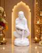 Italian Marble Ashirwad Hand Sai Baba Idol 6 Inch – White Murti for Home Temple, Pooja Mandir, Office & Gifting