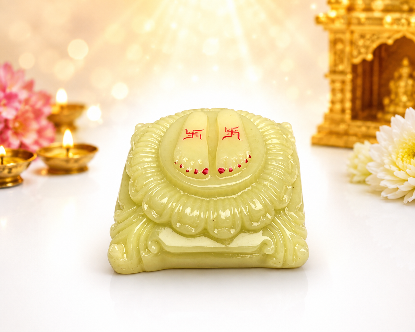 Divine Sai Baba Charan Paduka – Sacred Lotus Feet Idol for Home Mandir, Pooja & Blessings