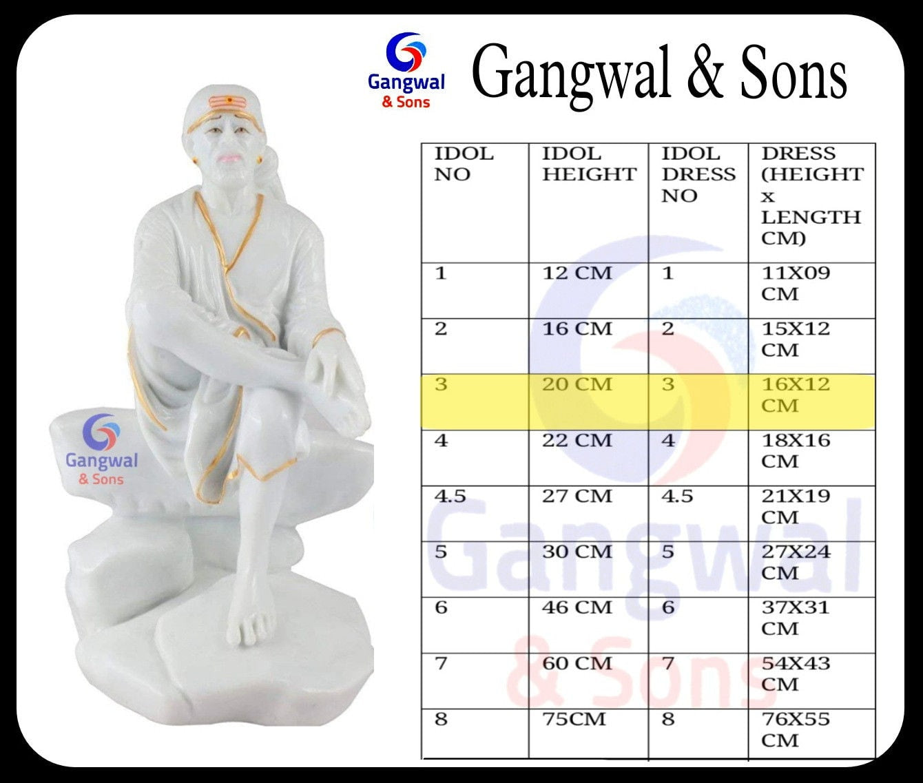 Sai Baba Pagdi Mukut | Size 5 | Pack of 4 | Multicolour | Diamond Stone Work | For Sai Baba, Krishna & Deity Idols