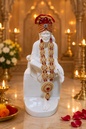 Premium Sai Baba Idol with Royal Red-Gold Mukut & Designer Mala – Home Temple & Pooja Décor