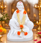 Premium White Sai Baba Idol with Decorative Pearl Garland – Spiritual Home & Pooja Décor