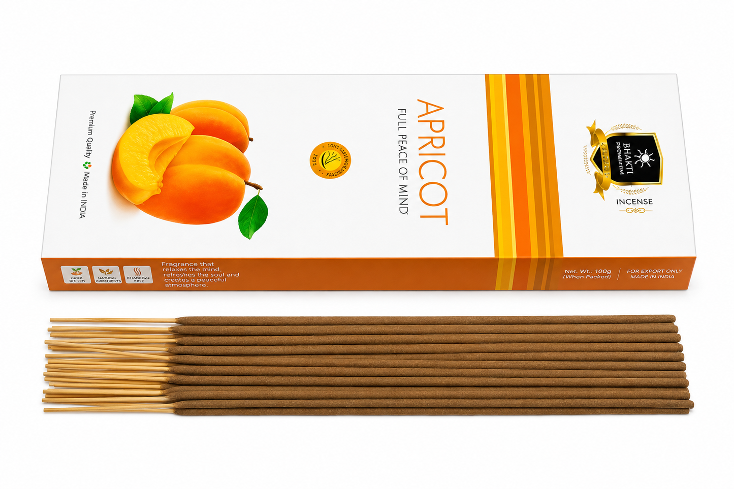 Alaukik Apricot Agarbatti | 100 GM | Brown Stick 9 Inch | Pooja Meditation & Aromatherapy