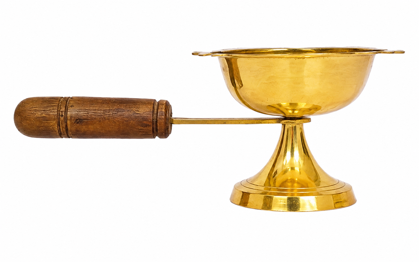 Dhoop Dani with Wooden Handle | 12x29 CM | 300 GM | Brass | Loban Bakhoor Incense Diffuser | Pooja