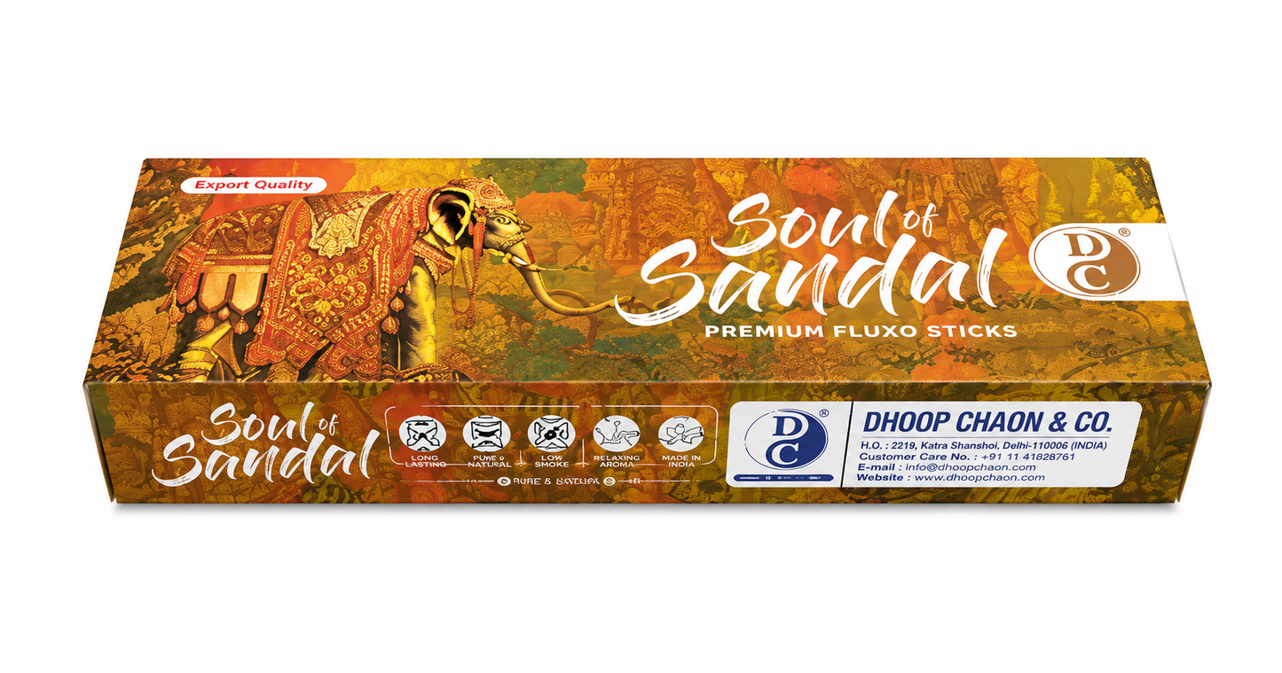 DC Soul of Sandal Natural Flora Incense Sticks | 250 GM | Long Lasting | Uplift Home & Office | Pooja