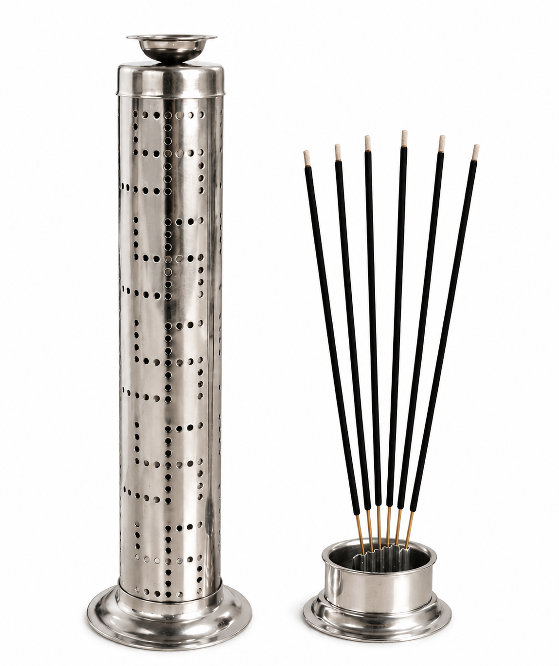 Stainless Steel Agarbatti Stand with Dhoop Holder | Multi-Stick Incense Holder for Pooja & Home Mandir