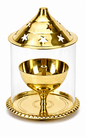 Diya with Glass Lamp | Handmade Brass Crystal Oil Diya | Sacred Pooja Diya | Home Temple & Premium Gift
