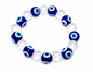 Evil Eye Wrist Bracelet | Blue & White | Elastic | Najar Dosh Protection | Stylish Devotional Jewellery