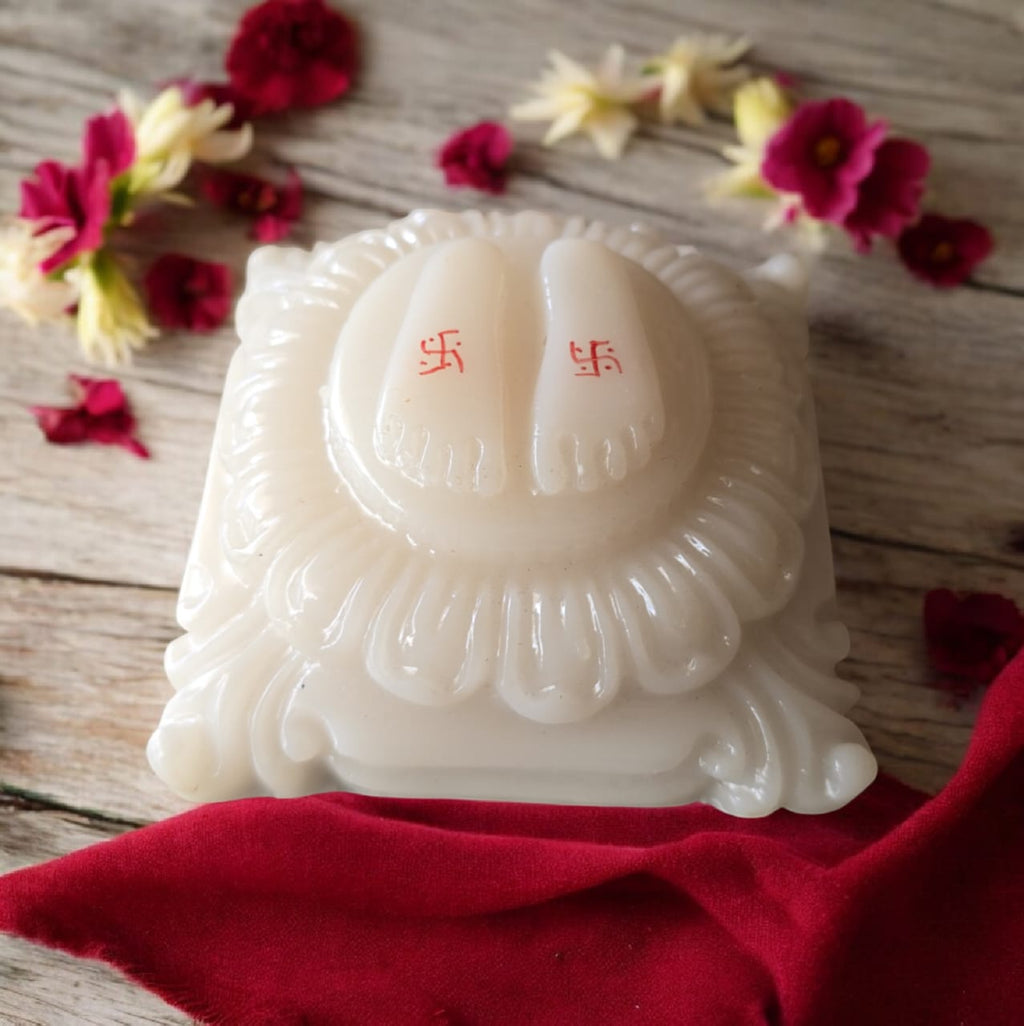 Sai Baba Charan Padukas White Marble - 3 x 3 INCH