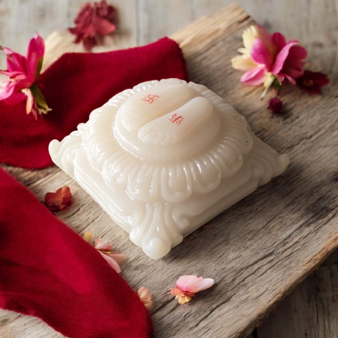 Sai Baba Charan Padukas White Marble - 3 x 3 INCH