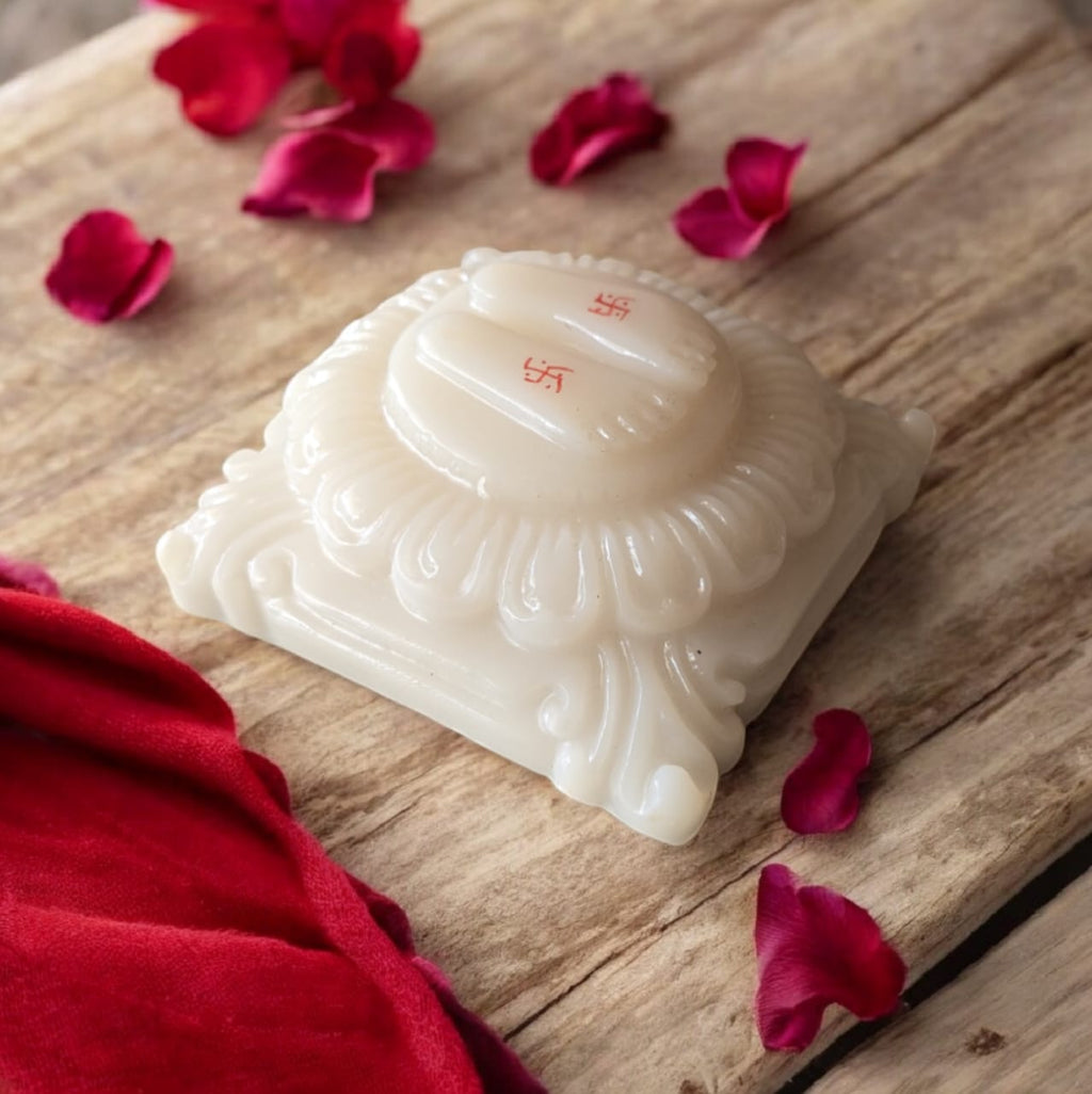 Sai Baba Charan Padukas White Marble - 3 x 3 INCH