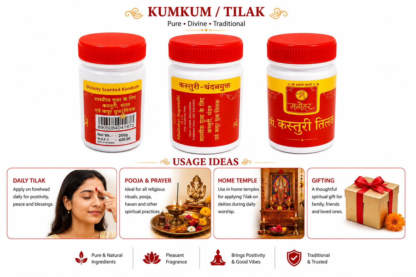 Manohar Kasturi | 250 GMS | Sacred Fragrance | Pooja & Temple Rituals