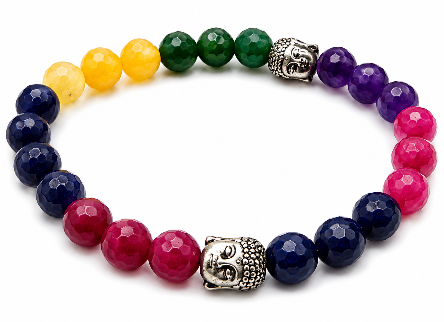 Natural 7 Chakra Gemstone Bracelet | Reiki Feng Shui | 22 Beads 8mm | Charged by Reiki Grand Master | Men & Women