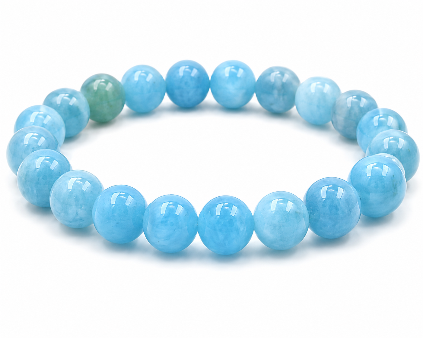 Natural Aquamarine Bracelet | Reiki Feng Shui | 23 Beads 8mm | Charged by Reiki Grand Master | 7 Chakra | Men & Women