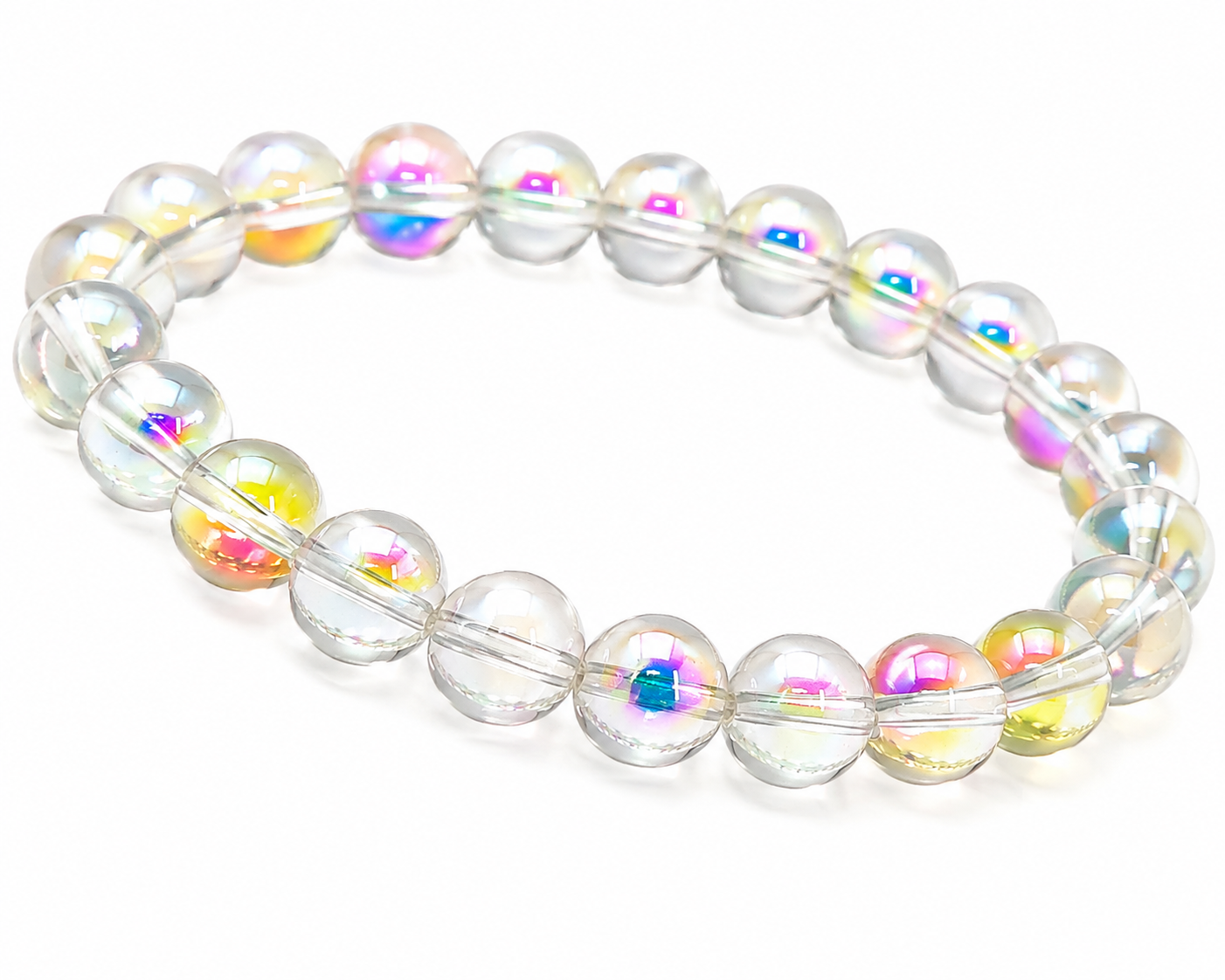 Natural Aura Quartz Bracelet | Reiki Feng Shui | 22 Beads 8mm | Charged by Reiki Grand Master | 7 Chakra | Men & Women