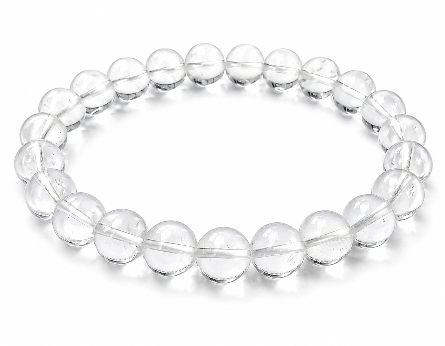 Natural Clear Quartz Sphatik Bracelet | Reiki Feng Shui | 25 Beads 8mm | Charged by Reiki Grand Master | 7 Chakra | Men & Women
