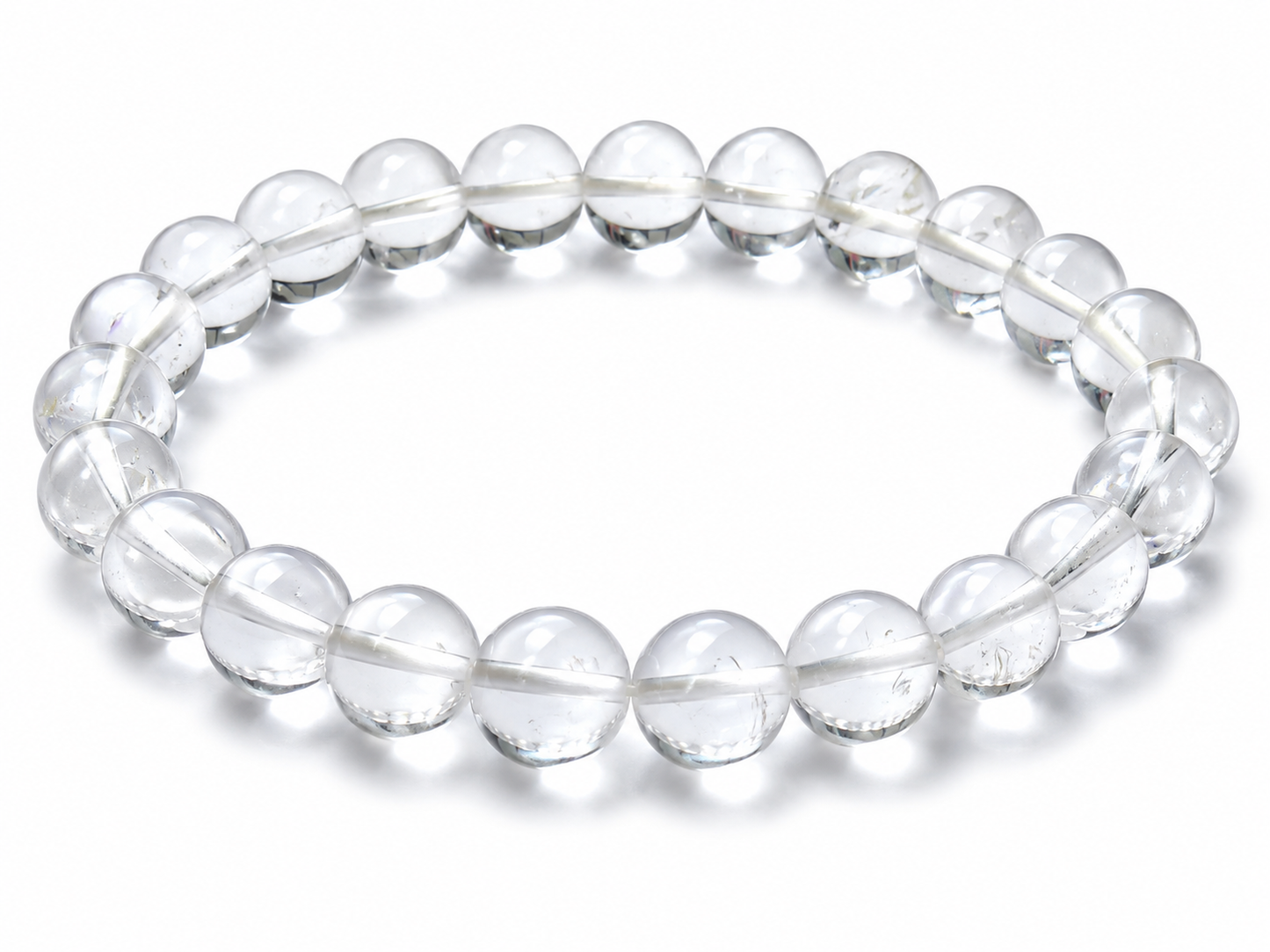 Natural Clear Quartz Sphatik Bracelet | Reiki Feng Shui Healing | 25 Beads 8mm | Stretchable | Men & Women
