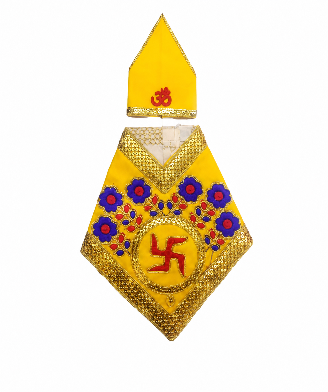 Om Sai Ram Embroidery Velvet Vastra Poshak | Single Piece | For 9 Inch Sai Baba Idol | Printed Dress