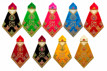 Om Sai Ram Embroidery Velvet Vastra | Multicolour | For 4.5 Inch Sai Baba Idol | Pull-On | All Seasons