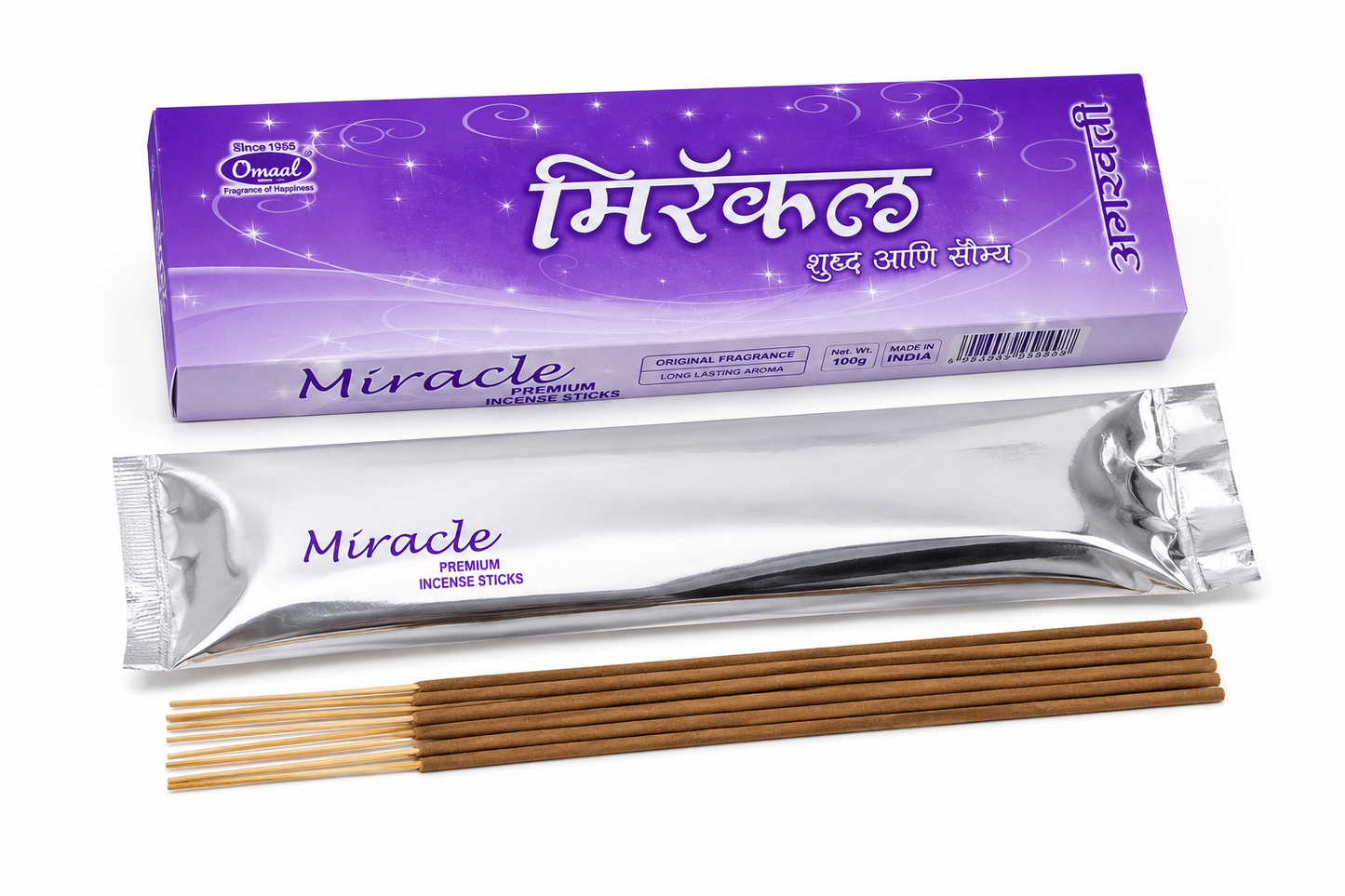 Oswal Miracle Pure & Gentle Premium Agarbatti | 100 GM | Long Lasting | Pooja Healing Reiki Spa