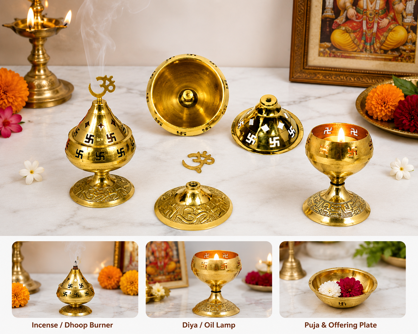 Pital Brass Diya | Medium | 300 GM | Handmade Crystal Oil Lamp | Pooja & Gifting