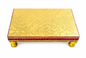 Pooja Chaurang | Wood | Golden with Red Border | 7x4.5 Inch | Sacred Pooja Seat | Temple & Home