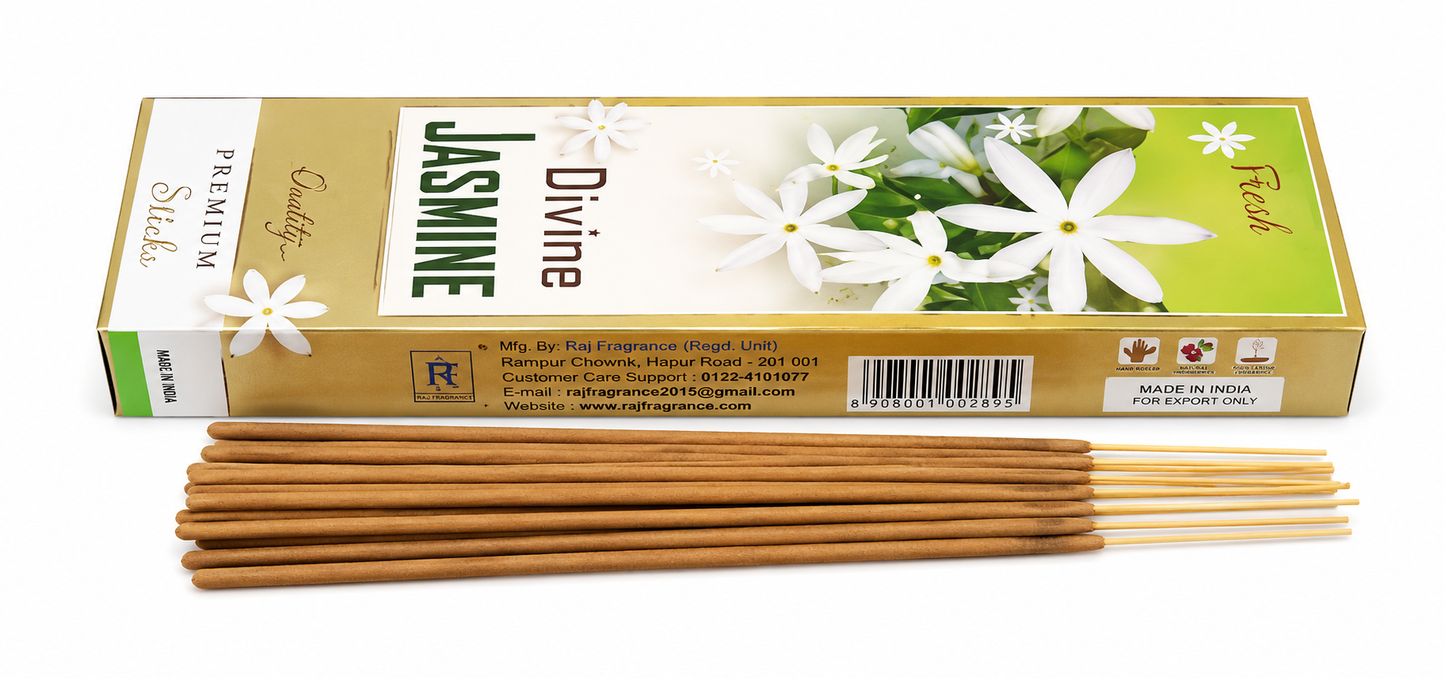 Real Fragrance Divine Jasmine Agarbatti | 100 GM | Long Lasting | Pooja Meditation & Aromatherapy