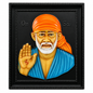 Sai Baba 3D Wall Hanging Photo Frame | 8x10 Inch | Blue | Stone | Matte Finish | Modern Style | Home Decor & Gift