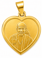Sai Baba Ashirwad Heart Gold Pendant | 23mm | Brass Stainless Steel | Glossy Gold | Men & Women | Everyday Wear