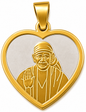 Sai Baba Ashirwad Two Tone Heart Pendant | 23x24mm | Brass Stainless Steel | Glossy Gold | Men & Women | Everyday Wear