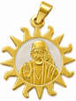 Sai Baba Ashirwad Two Tone Sun Pendant | 29mm | Brass Stainless Steel | Glossy Gold | Men | Everyday Wear