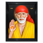 Sai Baba Black Wood Photo Frame | Matte Finish | 12x15 Inch | Portrait | Wall Hanging | Home Decor Showpiece