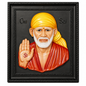 Sai Baba Blessing Marble Photo Frame | 8x10 Inch | Red & Yellow | Wall Mount | Interchangeable Mat | Modern Style