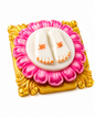 Sai Baba Charan Paduka | Marble Finish | White Pink Gold | 3x3 Inch | Peace Protection Prosperity