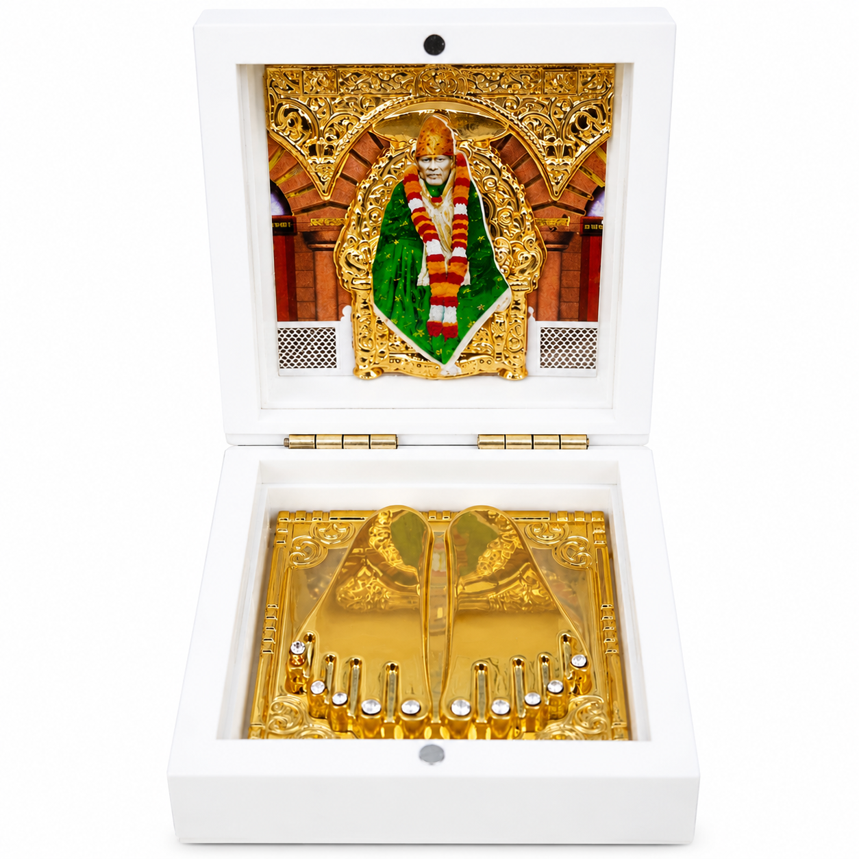 Sai Baba Darshan Box | Gold Plated | 3x3 Inch | Perfect Return & Housewarming Gift