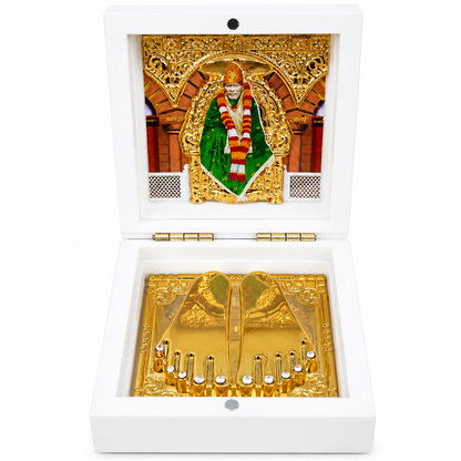 Sai Baba Darshan Box | Gold Plated | 3x3 Inch | Perfect Return & Housewarming Gift