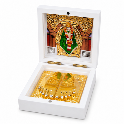 Sai Baba Darshan Box | Gold Plated | 3x3 Inch | Perfect Return & Housewarming Gift