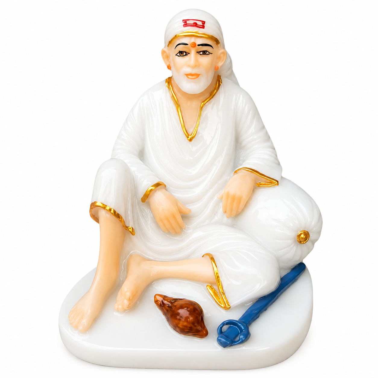 Sai Baba Dwarkamai Singhasan Idol | Stoneware | Glossy | Elegant | Multicolour | Home Pooja & Office Decor