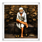 Sai Baba Face Framed Wall Painting | Photo Lamination | Wood Matte Gold Frame | 10x12 Inch | Home Decor