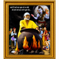 Sai Baba Framed Wall Painting | Handi Cooking | Yellow | Photo Lamination | Wood Matte Gold Frame | 6x8 Inch